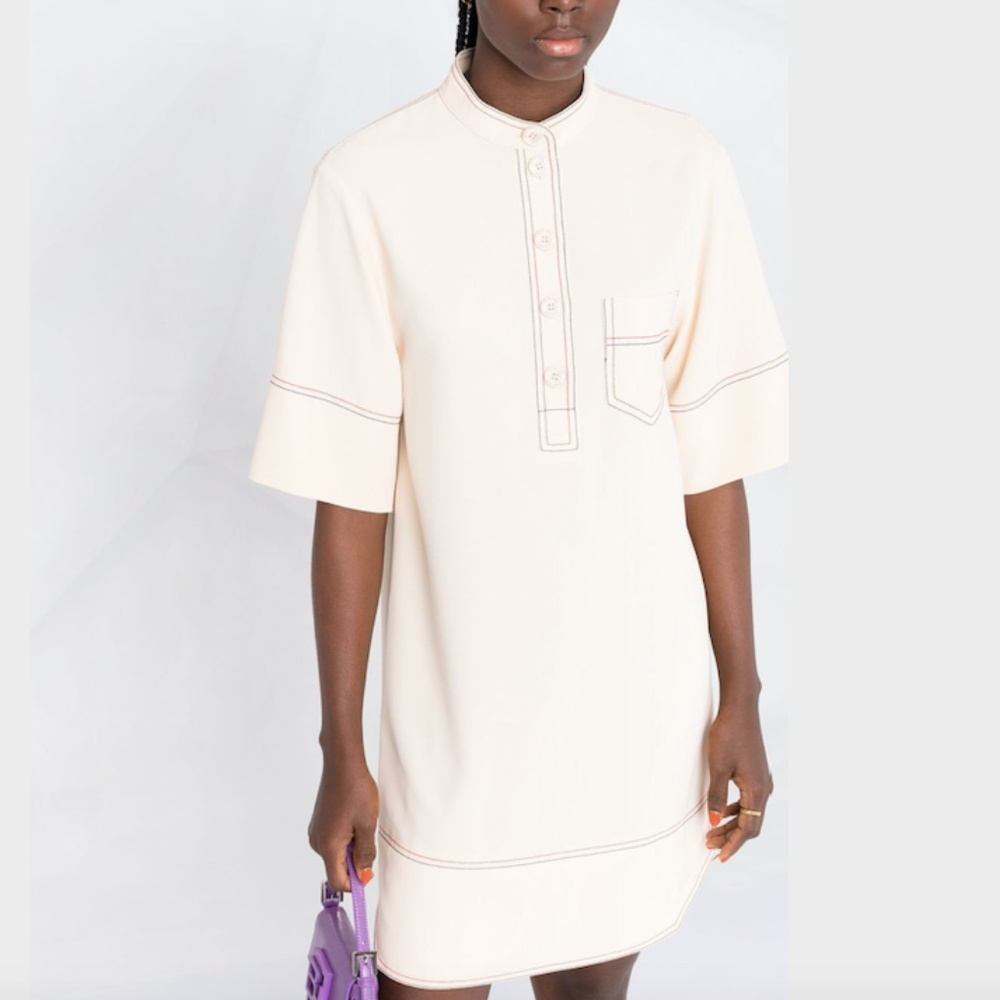 See by Chloé contrast-stitch short-sleeve shift dress